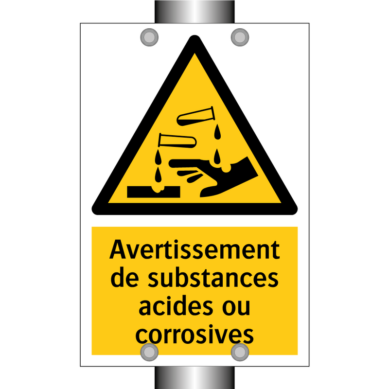 Avertissement de substances acides ou corrosives