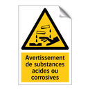 Avertissement de substances acides ou corrosives