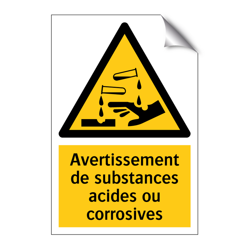 Avertissement de substances acides ou corrosives