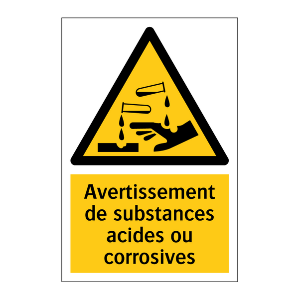 Avertissement de substances acides ou corrosives