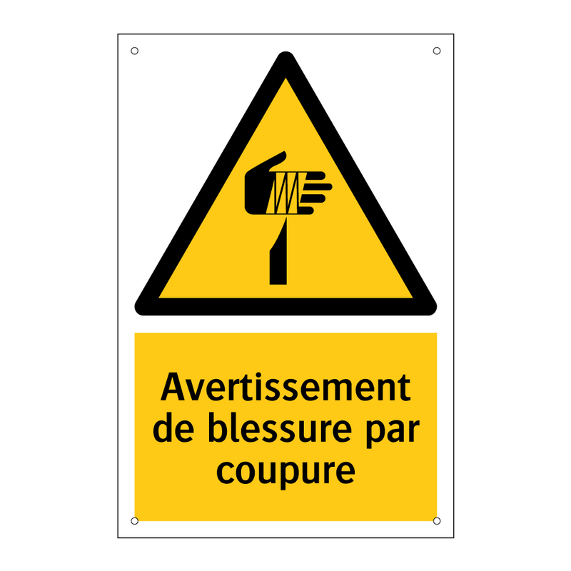 Avertissement de blessure par coupure