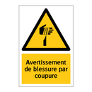 Avertissement de blessure par coupure