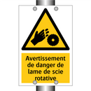 Avertissement de danger de lame de scie rotative