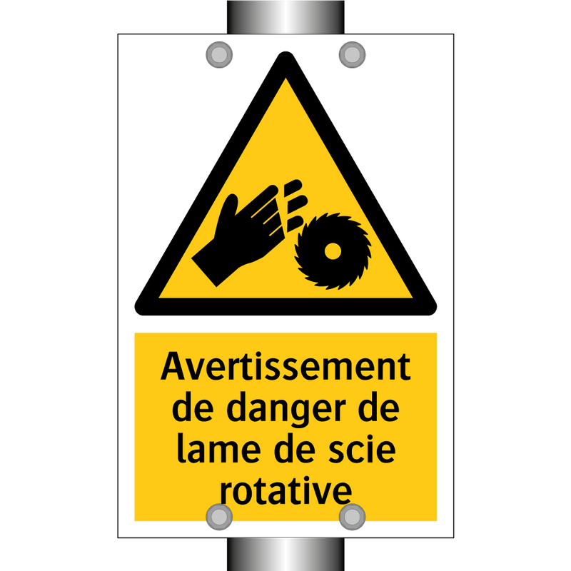 Avertissement de danger de lame de scie rotative