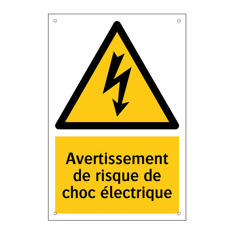 Avertissement de risque de choc électrique