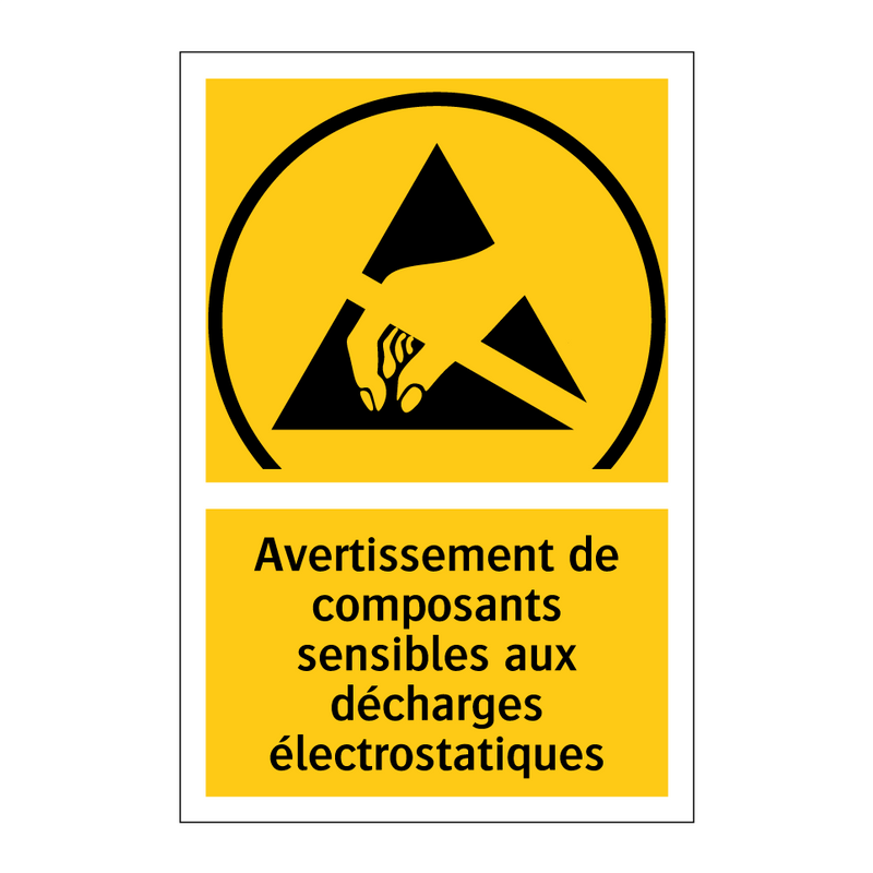 Avertissement de composants sensibles aux décharges électrostatiques