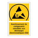Avertissement de composants sensibles aux décharges électrostatiques ESD