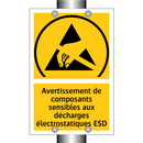 Avertissement de composants sensibles aux décharges électrostatiques ESD