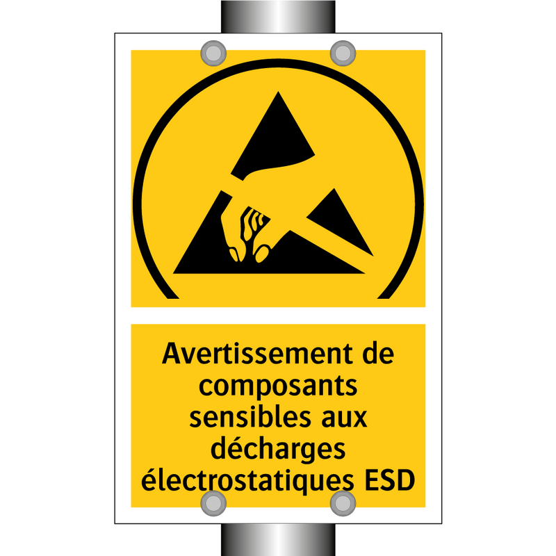 Avertissement de composants sensibles aux décharges électrostatiques ESD