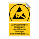 Avertissement de composants sensibles aux décharges électrostatiques ESD