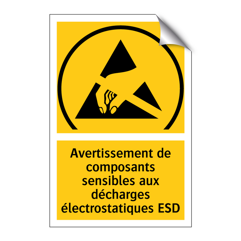 Avertissement de composants sensibles aux décharges électrostatiques ESD