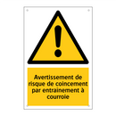 Avertissement de risque de coincement par entraînement à courroie