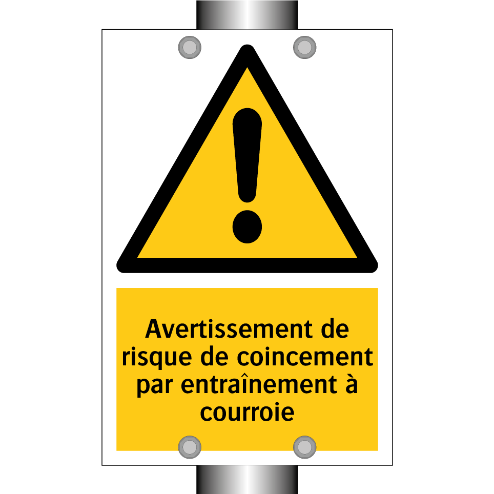 Avertissement de risque de coincement par entraînement à courroie