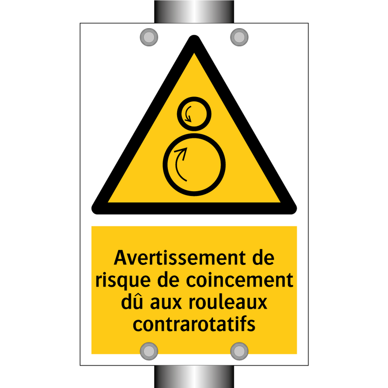 Avertissement de risque de coincement dû aux rouleaux contrarotatifs