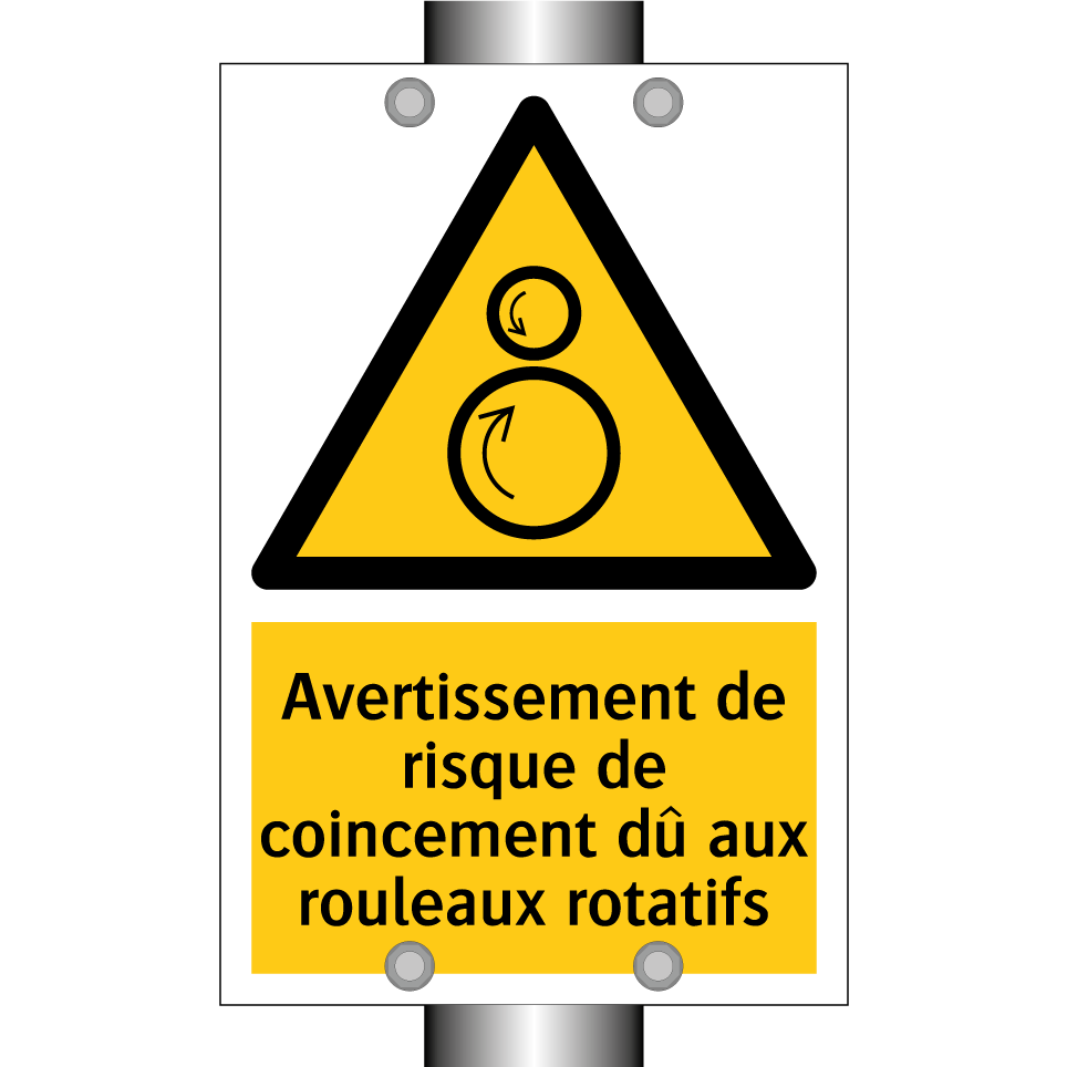 Avertissement de risque de coincement dû aux rouleaux rotatifs