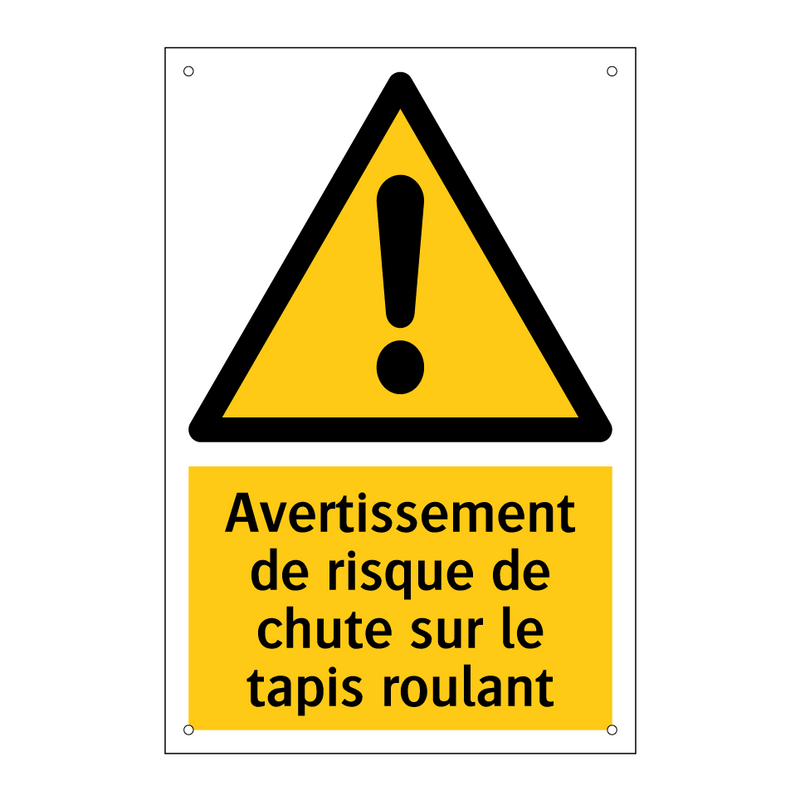 Avertissement de risque de chute sur le tapis roulant
