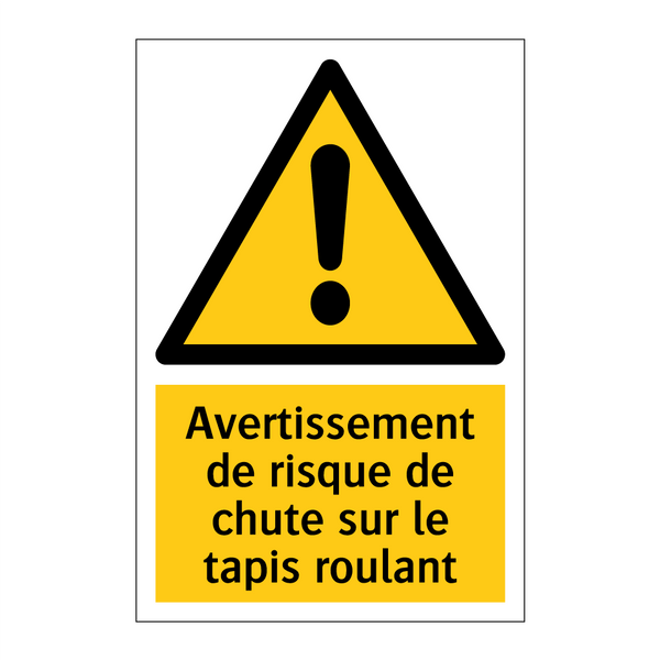 Avertissement de risque de chute sur le tapis roulant