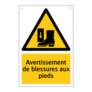 Avertissement de blessures aux pieds