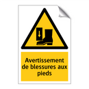 Avertissement de blessures aux pieds