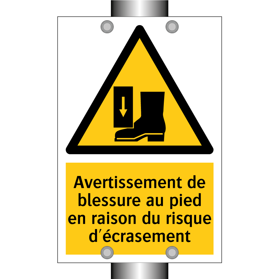 Avertissement de blessure au pied en raison du risque d'écrasement