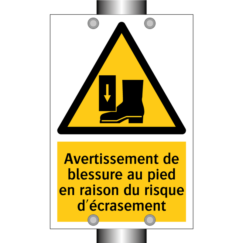 Avertissement de blessure au pied en raison du risque d'écrasement