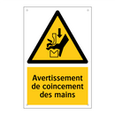 Avertissement de coincement des mains