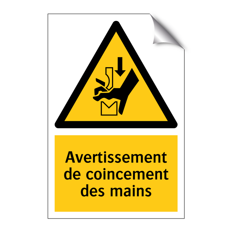 Avertissement de coincement des mains
