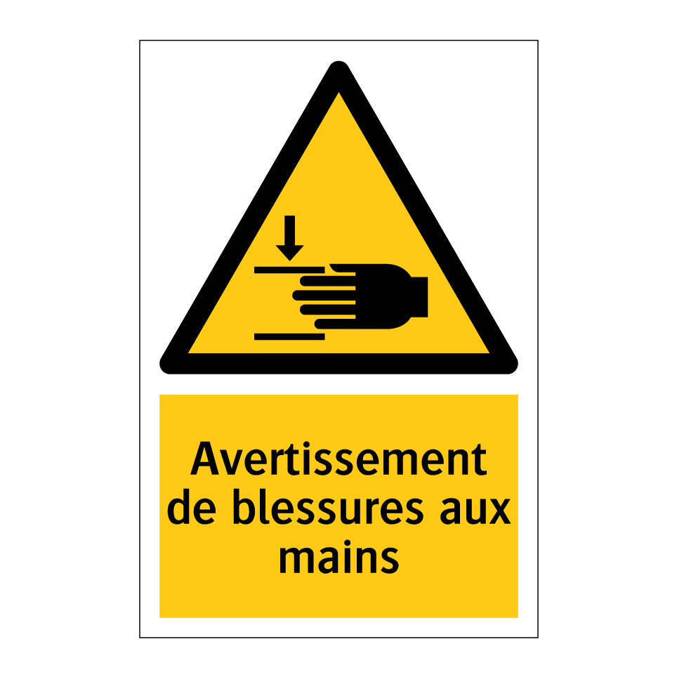 Avertissement de blessures aux mains
