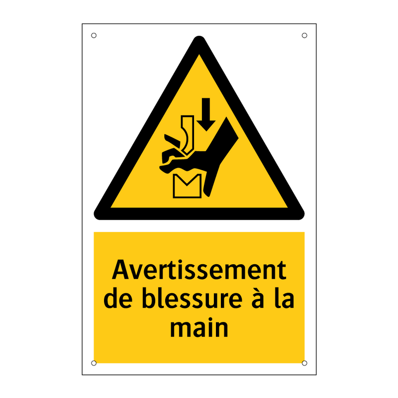 Avertissement de blessure à la main