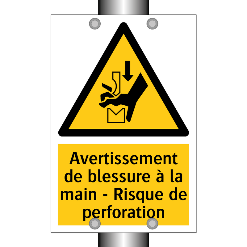 Avertissement de blessure à la main - Risque de perforation
