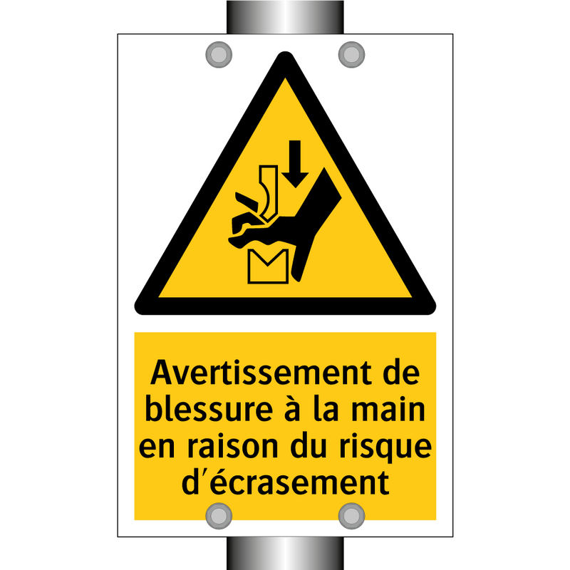 Avertissement de blessure à la main en raison du risque d'écrasement