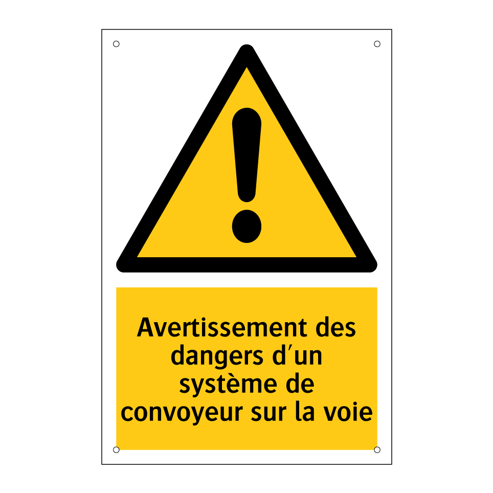 Avertissement des dangers d'un système de convoyeur sur la voie