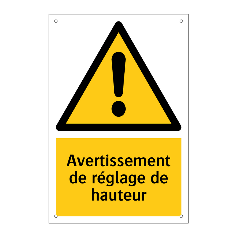 Avertissement de réglage de hauteur