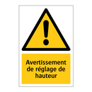 Avertissement de réglage de hauteur
