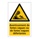 Avertissement de fortes vagues ou de fortes vagues déferlantes