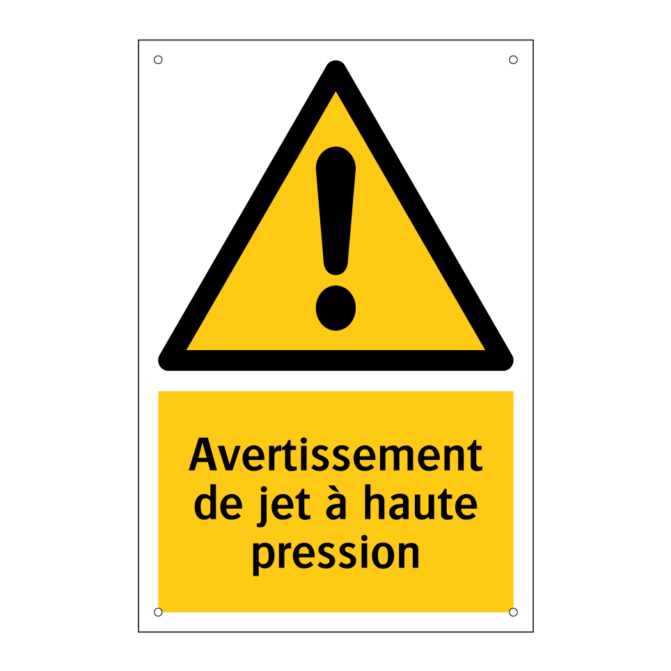 Avertissement de jet à haute pression