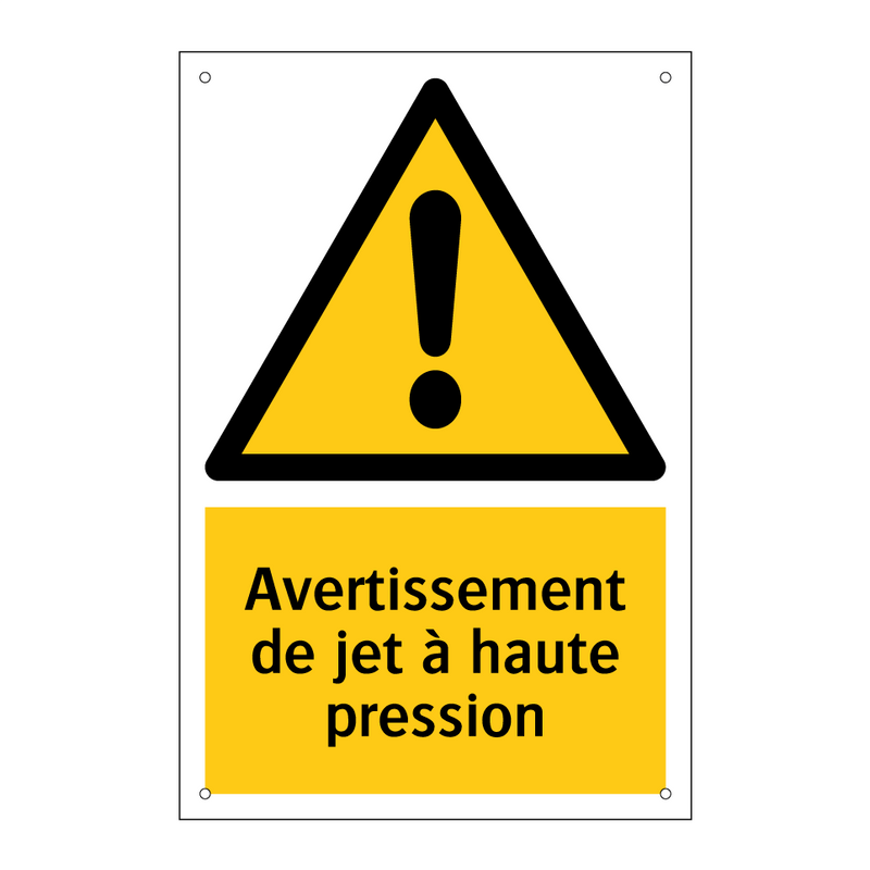 Avertissement de jet à haute pression