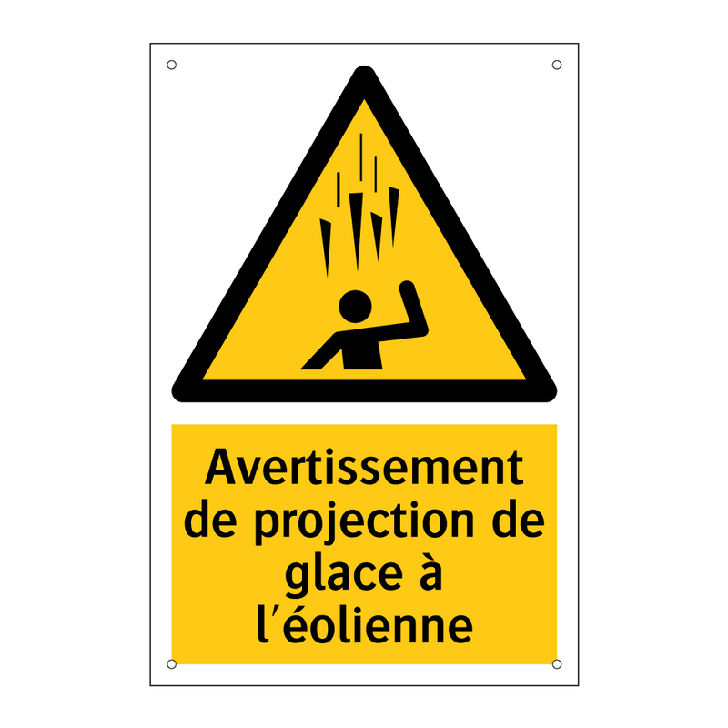 Avertissement de projection de glace à l'éolienne