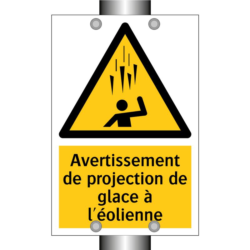 Avertissement de projection de glace à l'éolienne