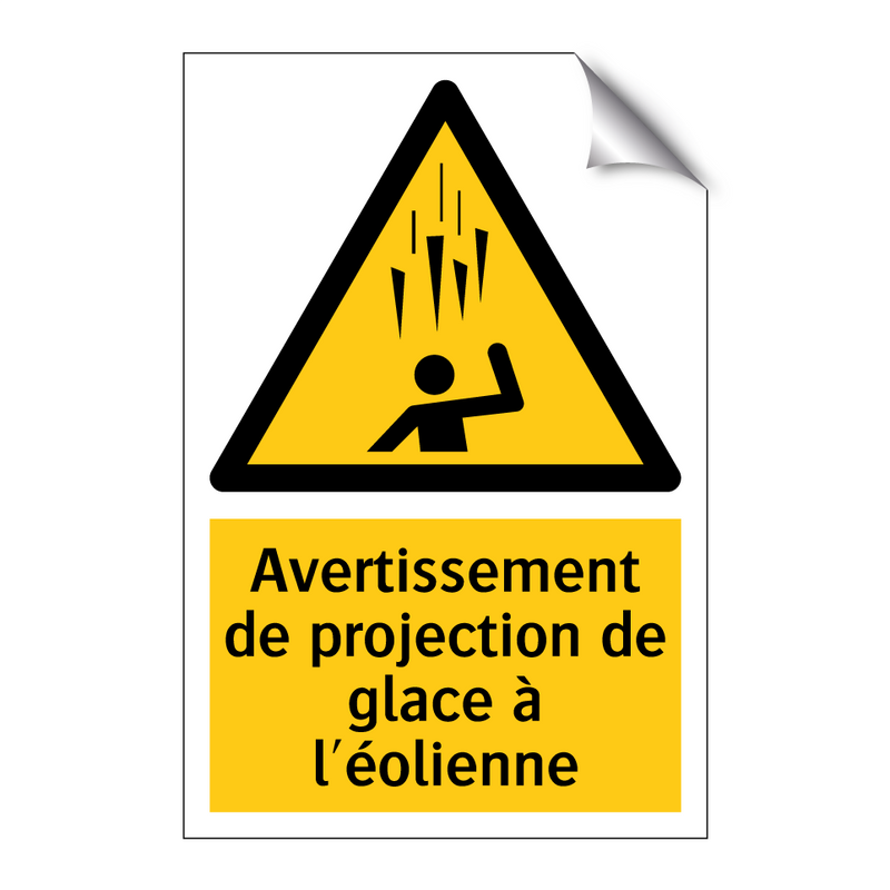 Avertissement de projection de glace à l'éolienne