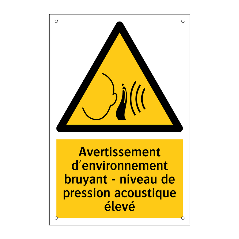Avertissement d'environnement bruyant - niveau de pression acoustique élevé