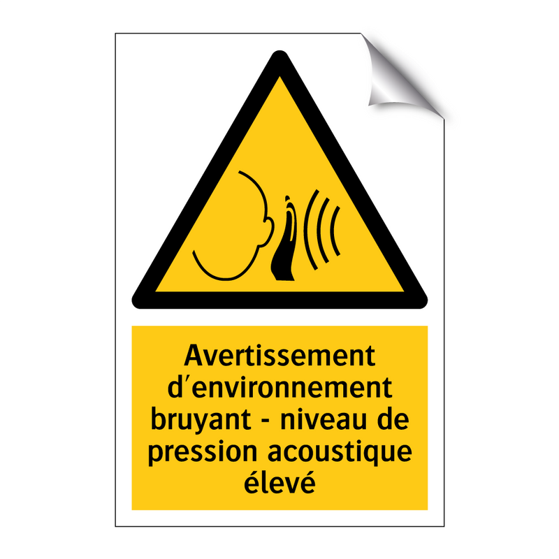 Avertissement d'environnement bruyant - niveau de pression acoustique élevé