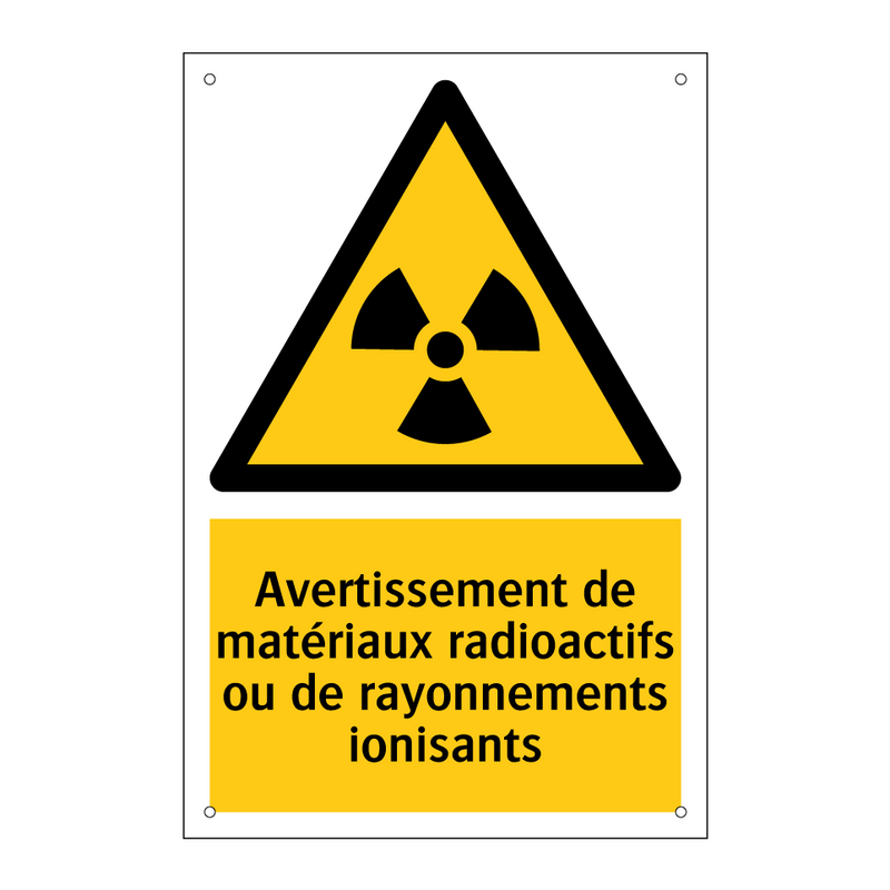 Avertissement de matériaux radioactifs ou de rayonnements ionisants