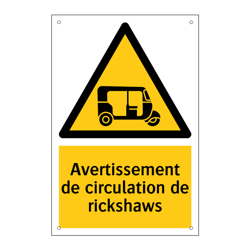 Avertissement de circulation de rickshaws