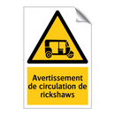 Avertissement de circulation de rickshaws