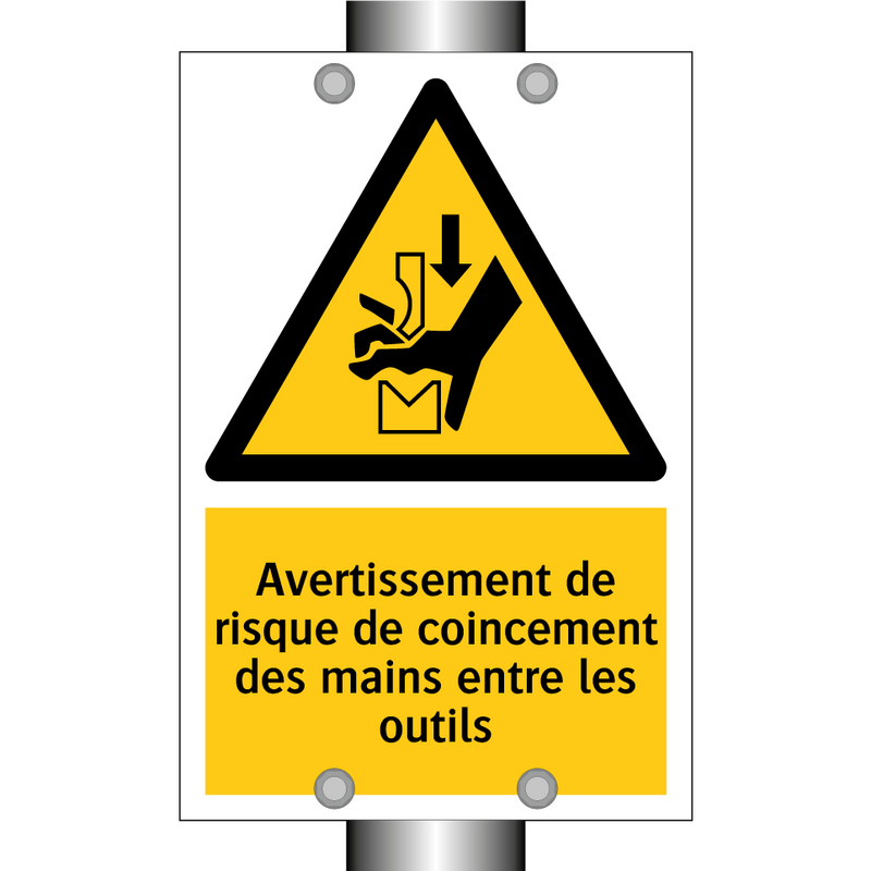 Avertissement de risque de coincement des mains entre les outils