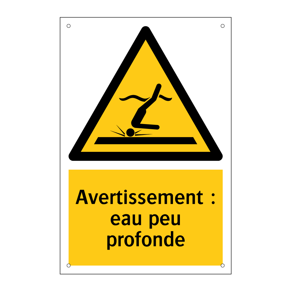 Avertissement : eau peu profonde