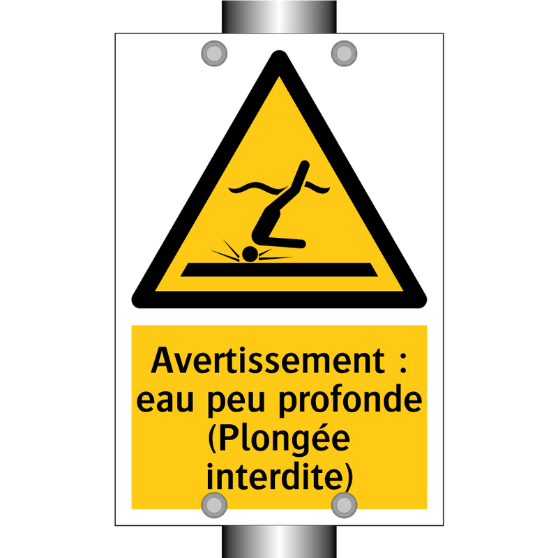 Avertissement : eau peu profonde (Plongée interdite)