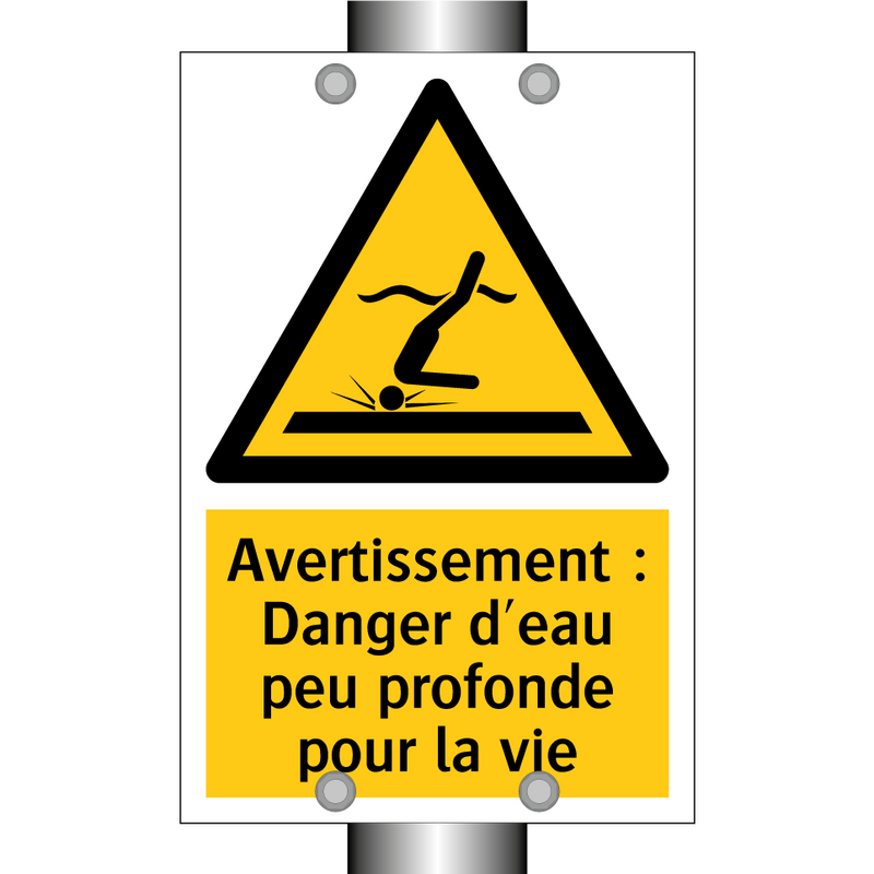Avertissement : Danger d'eau peu profonde pour la vie