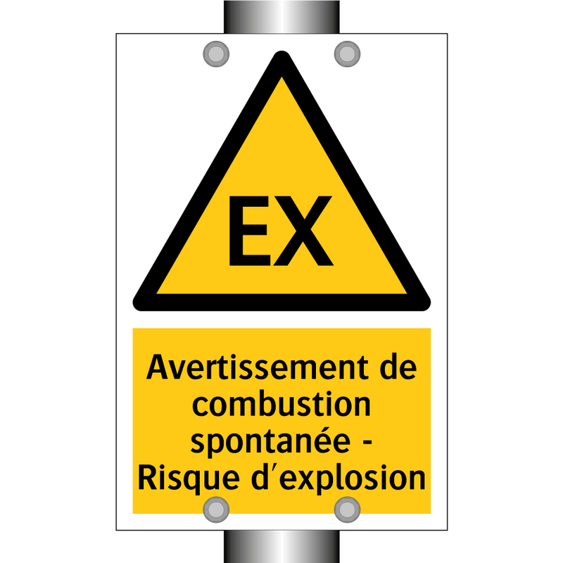 Avertissement de combustion spontanée - Risque d'explosion
